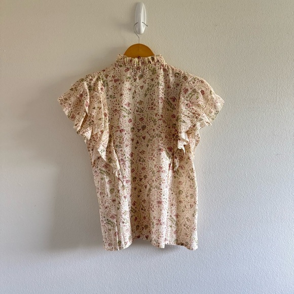 Cleobella Katy Victorian Floral Cream Ruffled Tie Front Blouse size XS - Picture 8 of 12